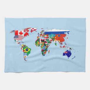 World Map of Flags Kitchen Towels Geschirrtuch