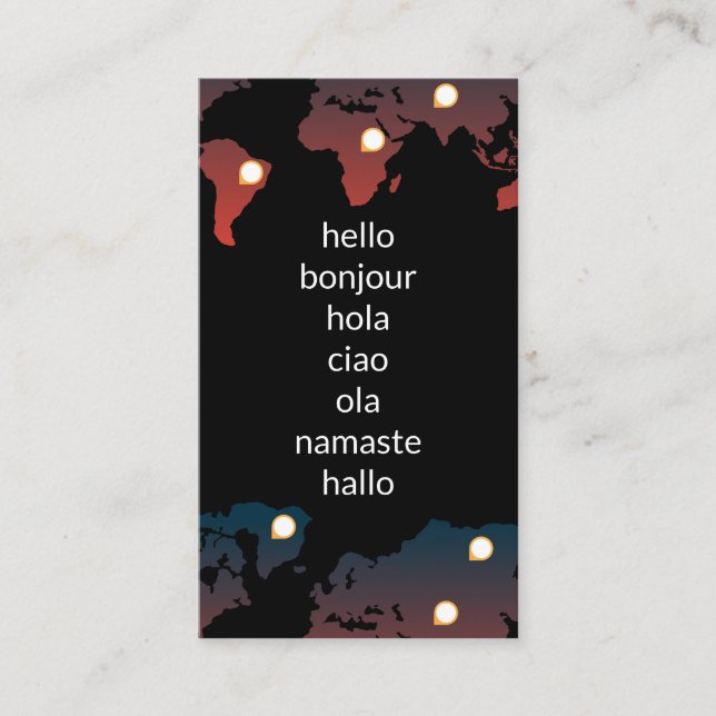 World Map | Ortsmarkierungen Visitenkarte (Vorderseite)