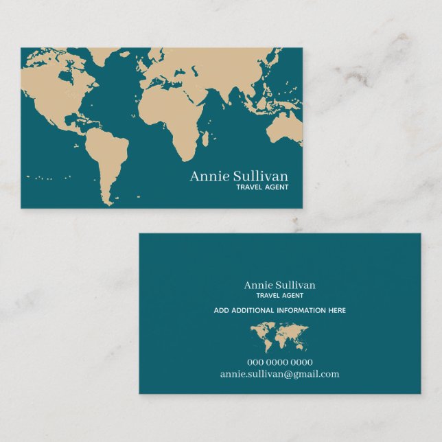 World Map Oversified International Travel Agent Visitenkarte (Vorne/Hinten)