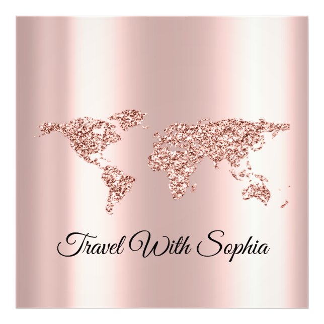 World Map Rose Travel Wedding Travel Logo Fotodruck (Vorne)