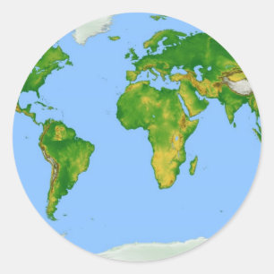 World Map Round Aufkleber