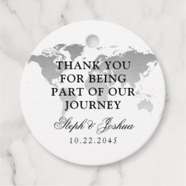 World Map Silver Travel Thema Vielen Dank Geschenkanhänger
