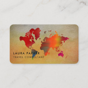 World Map Travel Agent Aquarell Tourismus Buchung Visitenkarte