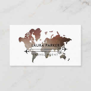 World Map Travel Agent Tour Urlaub braun Visitenkarte