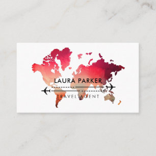 World Map Travel Agent Tour Vacacation Services R Visitenkarte