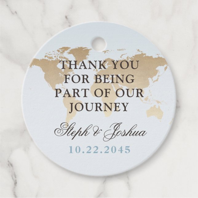 World Map Travel Theme Wedding Party Geschenkanhänger (Vorderseite)