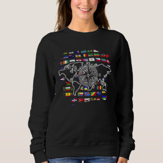 World Map Traveller International Country Flags We Sweatshirt