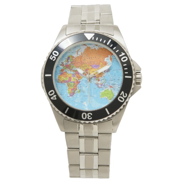 World Map Watch Armbanduhr (Vorderseite)