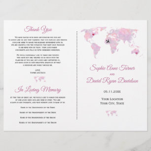 World Map Wedding Program für Zielwasserfarbe