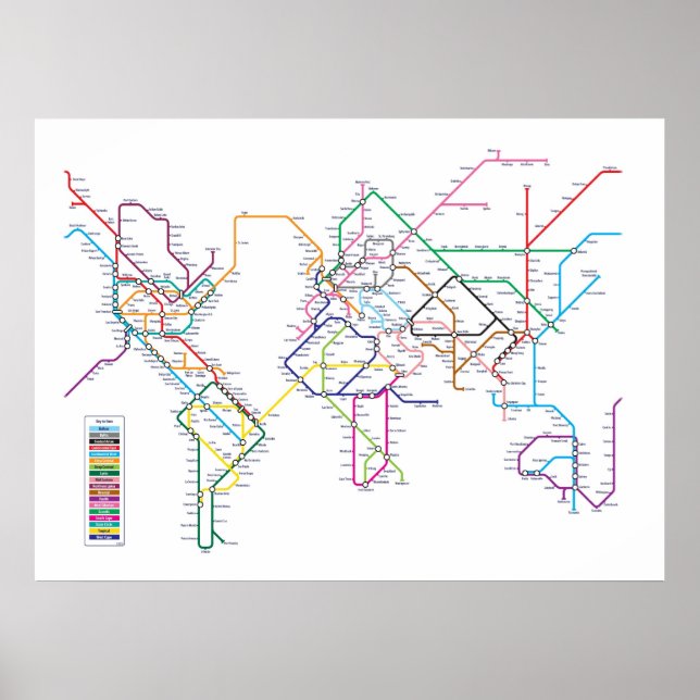 World Metro Map Poster (Vorne)