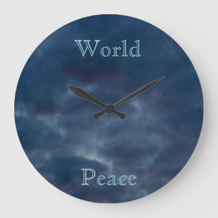 World Peace Blue Clouds Große Wanduhr