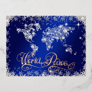 World Peace Blue und Diamonds Folien Feiertagspostkarte