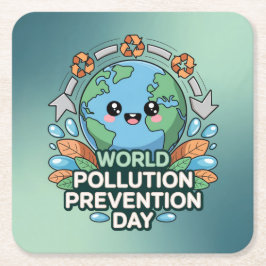 World Pollution Prevention Day Coaster Set Rechteckiger Pappuntersetzer