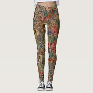 World Postage Briefmarke Collection Leggings