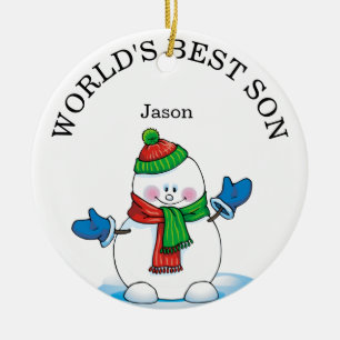 World’s Best Son Snowman Christmas Keramik Ornament