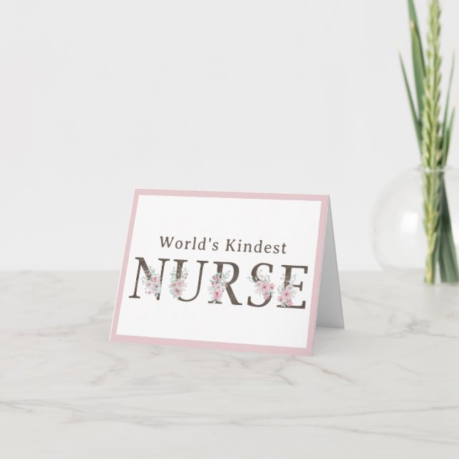 World’s Kindest  Nurse Floral Christmas Dankeskarte (Vorderseite)