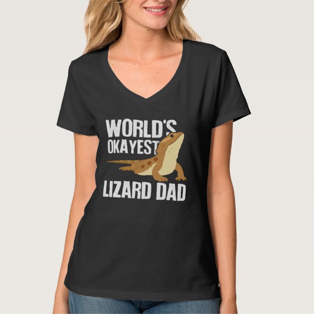 World s Okayest Lizard Dad  Pet Bearded Dragon Rep T-Shirt (Vorderseite)