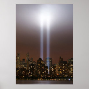 World Trade Center Tribut im Licht in New York. Poster