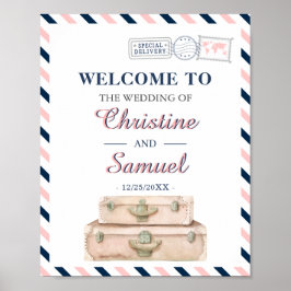 World Travel Airline Wedding Verlobung Willkommen Poster