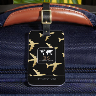 World Travel Gepäck Tag mit Namen und Flugzeugen Gepäckanhänger