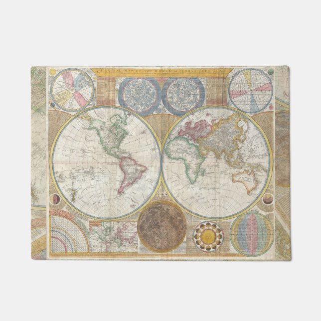 World Travel Map Antique Vintag Fußmatte (Vorderseite)