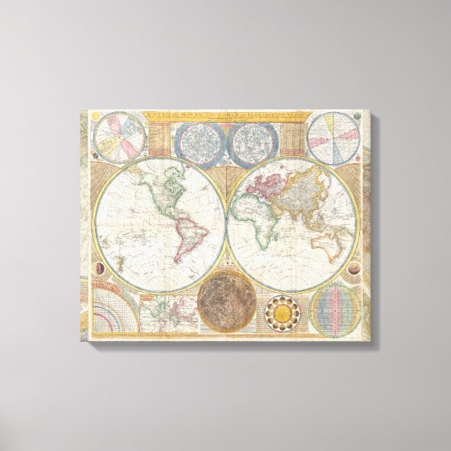 World Travel Map Antique Vintag Leinwanddruck (Vorderseite)
