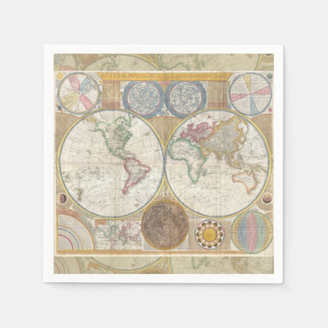 World Travel Map Antique Vintag Serviette (Vorderseite)