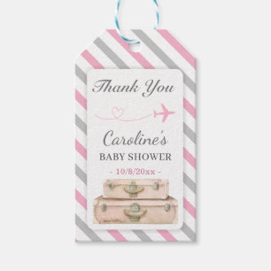 World Travel Pink Baby Girl Dusche Sprinkle Gefall Geschenkanhänger