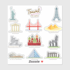 World Travel Sehenswürdigkeiten & Monuments Bildun Aufkleber
