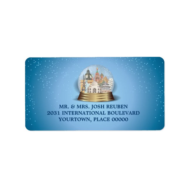 World Travel Snow Globe Rücksendeadresse Adressaufkleber (Vorne)