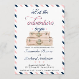 World Travel Verlobung Suitcase Adventure Navy Einladung