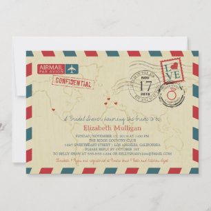 World Traveller Airmail   Brautparty Einladung