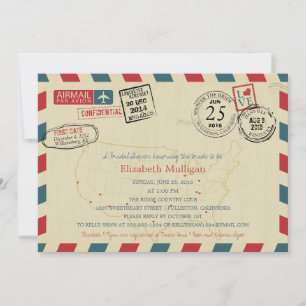 World Traveller Airmail   Brautparty Einladung