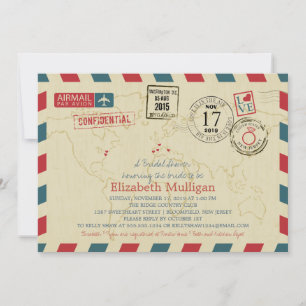 World Traveller Airmail   Brautparty Einladung