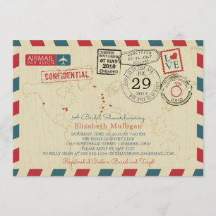 World Traveller Airmail   Brautparty Einladung