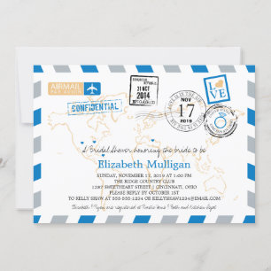 World Traveller Airmail   Brautparty Einladung