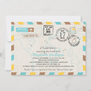 World Traveller Airmail   Brautparty Einladung
