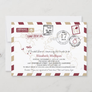 World Traveller Airmail   Brautparty Einladung