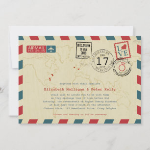 World Traveller Airmail   Hochzeit Einladung