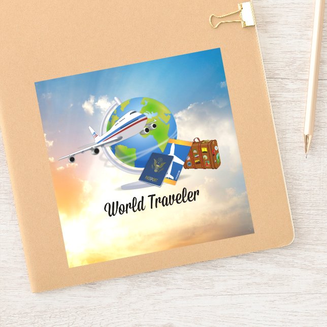 World Traveller, Design 2, Aufkleber (Notizbuch)