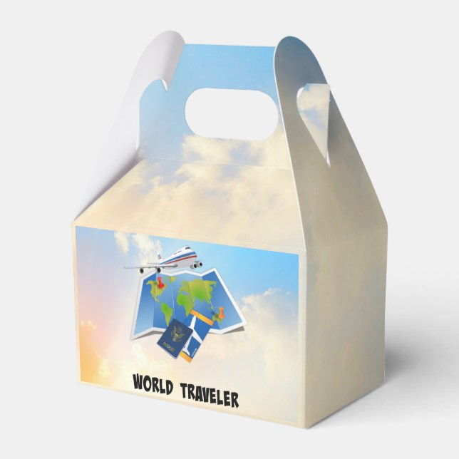 World Traveller, Flugzeug Ticket und Pass Geschenkschachtel (Vorderseite)
