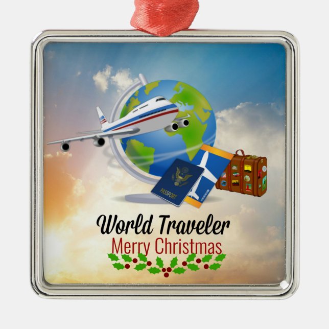 World Traveller, Frohe Weihnachten, Ornament Aus Metall (Vorne)
