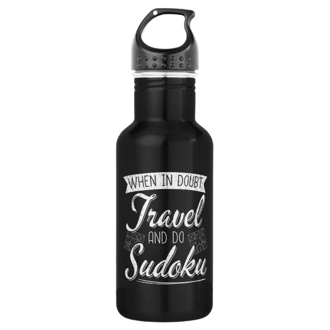 World Traveller Sudoku Puzzle Lover Edelstahlflasche (Vorderseite)