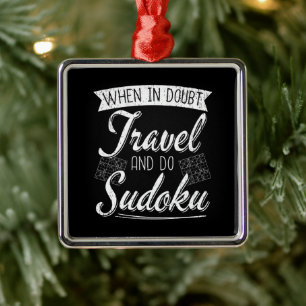World Traveller Sudoku Puzzle Lover Ornament Aus Metall