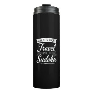 World Traveller Sudoku Puzzle Lover Thermosbecher