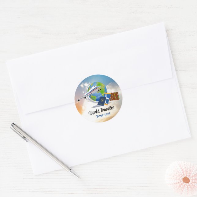 World Traveller TEMPLATE Runder Aufkleber (Umschlag)