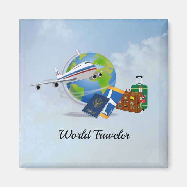 World Traveller, verpackt und bereit für die Reise Magnet (Vorne)