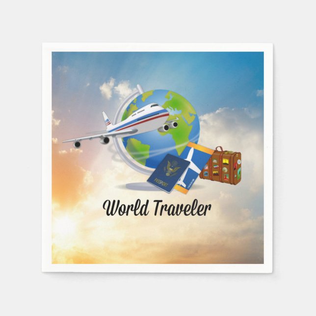 World Traveller, verpackt und bereit für die Reise Serviette (Vorderseite)