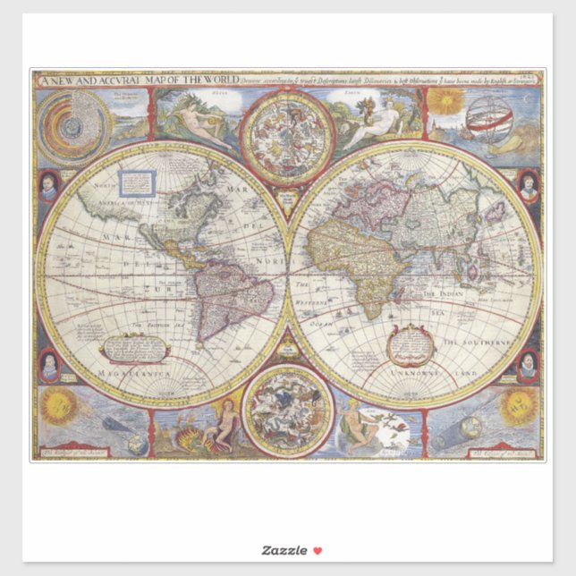 World Traveller Vintag Map Thunder_Cove Aufkleber (Blatt)