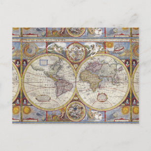 World Traveller Vintag Map Thunder_Cove Postkarte